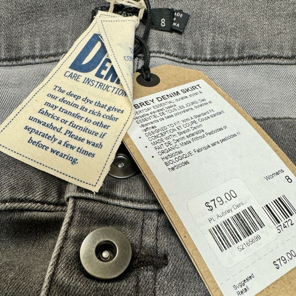 Prana Charcoal Stretch Denim Skirt Organic Cotton High Waisted Knee Length Sz 8 - Picture 5 of 9